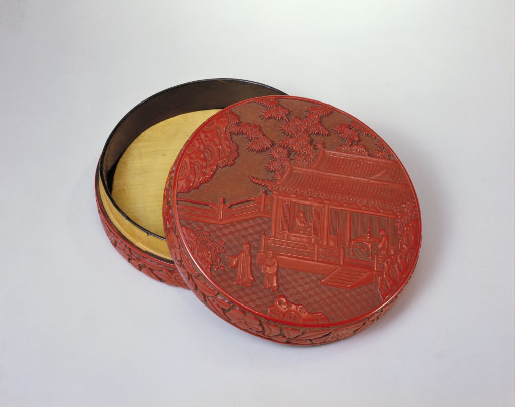 图片[1]-“Made by Zhang Minde” round box with red flowers-China Archive